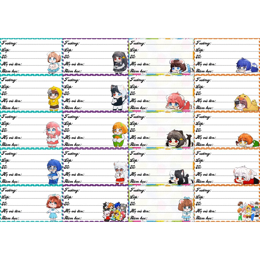 Nhãn vở hero team mini world nhiều mẫu