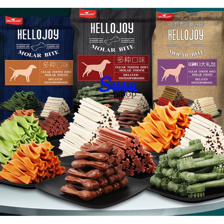 Xương bàn chải gặm sạch răng cho chó Hellojoy (túi 800gr)