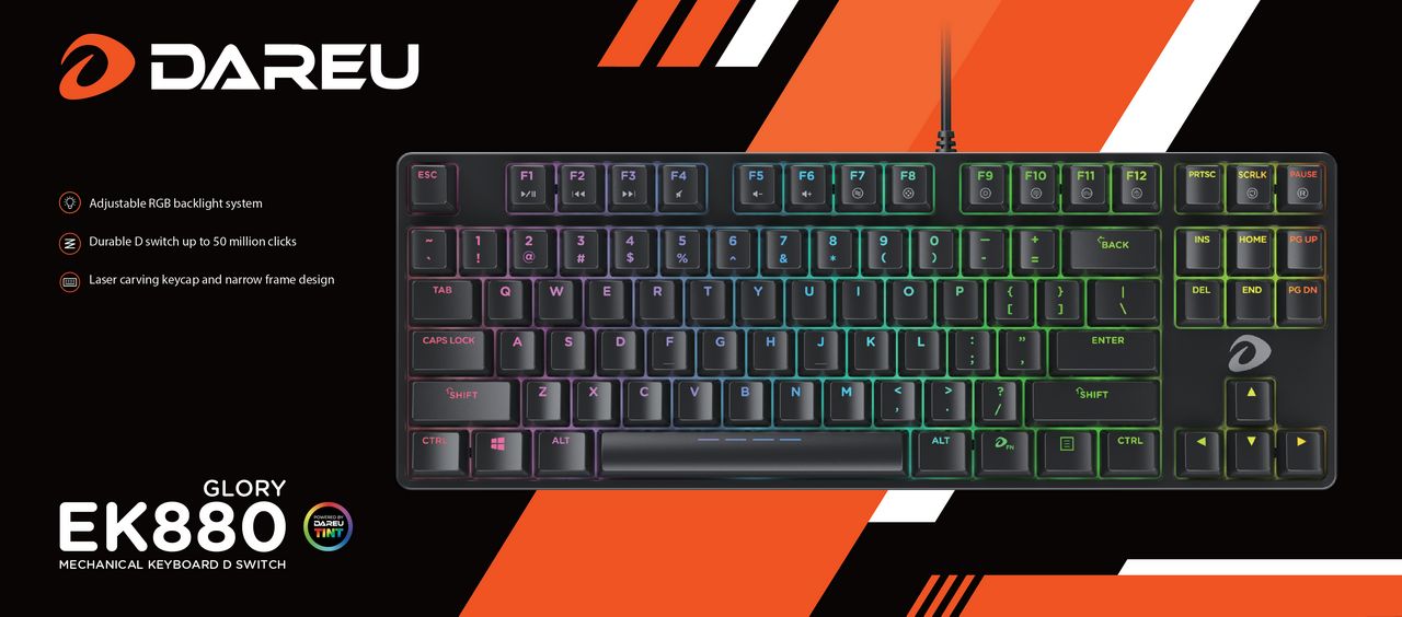 Bàn Phím Cơ Có Dây DareU DK880 RGB D Switch Tenkeyless