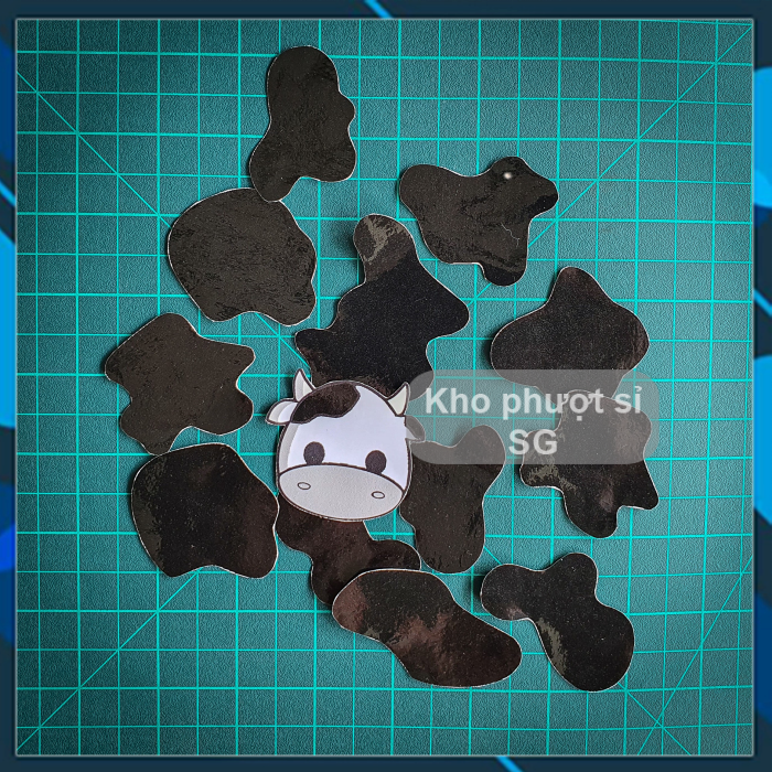 Mẫu tem sticker dán nón 3/4 bò sữa đen cute chống nước - Sticker dán mũ bảo hiểm cao cấp hình bò sữa