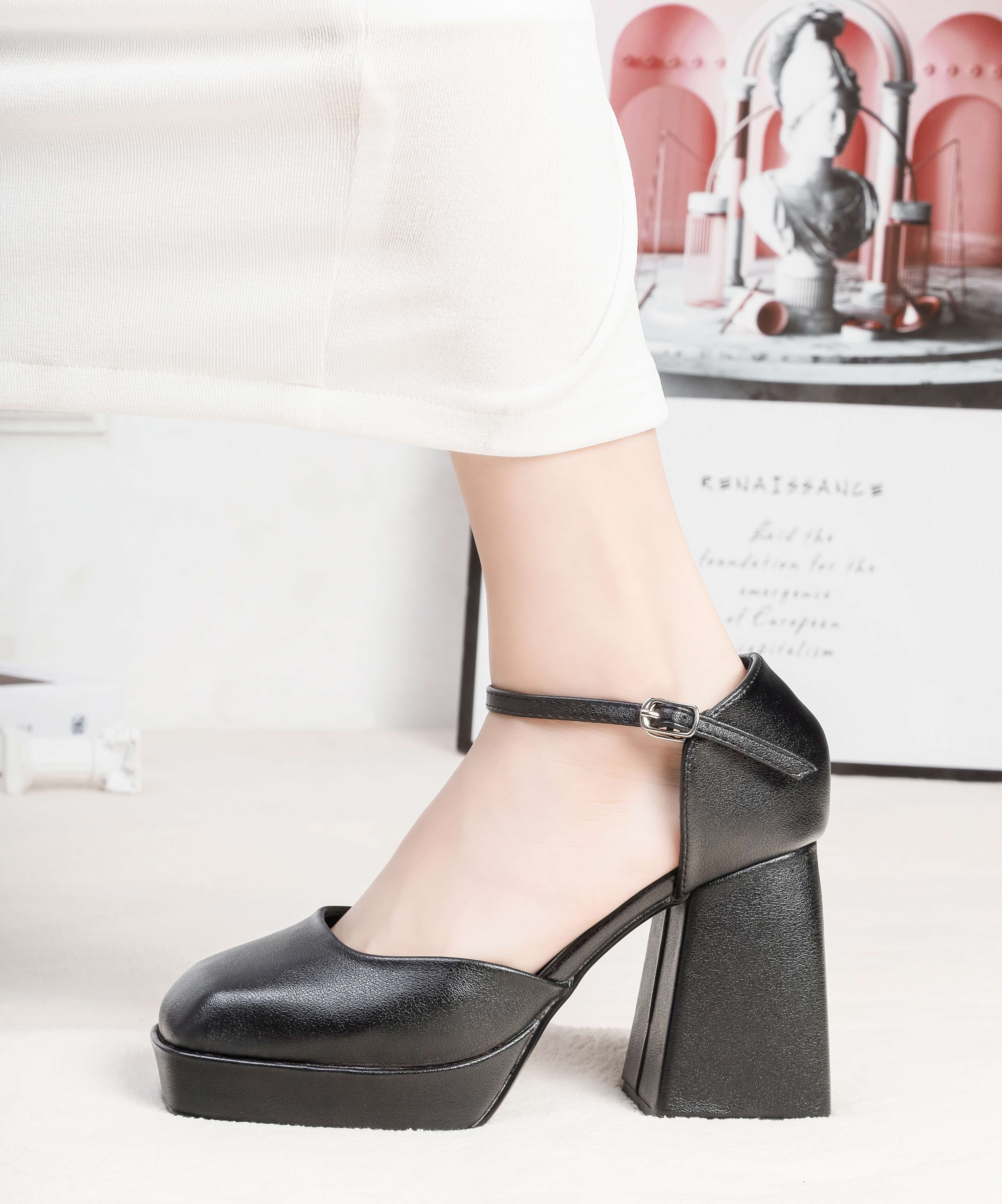 [Form to] Giày Cao Gót Đúp 10cm Mũi Vuông Pixie H075