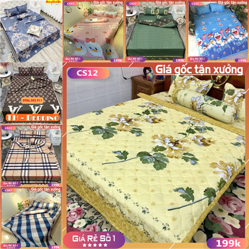 Bộ Chăn Ga Gối 5 Món Chất Liệu Cotton Poly