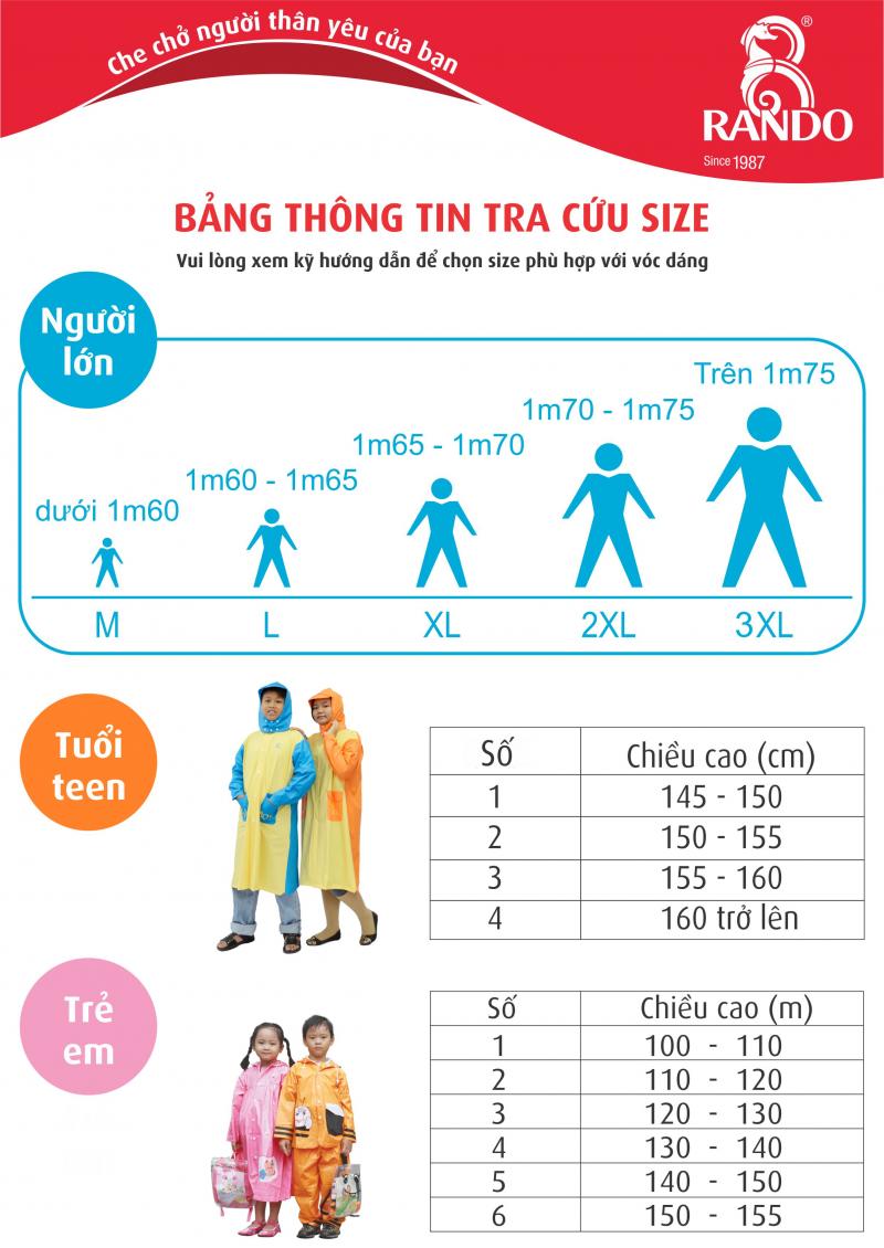 [HCM]Áo mưa bướm trẻ em Rando CPPM-06 size 1 0.8 – 0.9 m