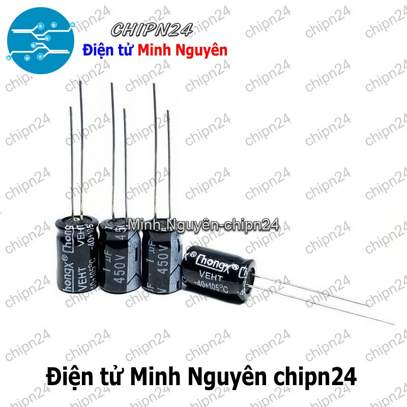 [5 con] (F246) Tụ hóa 1uF 450V Đen (8x12mm) - HH005750