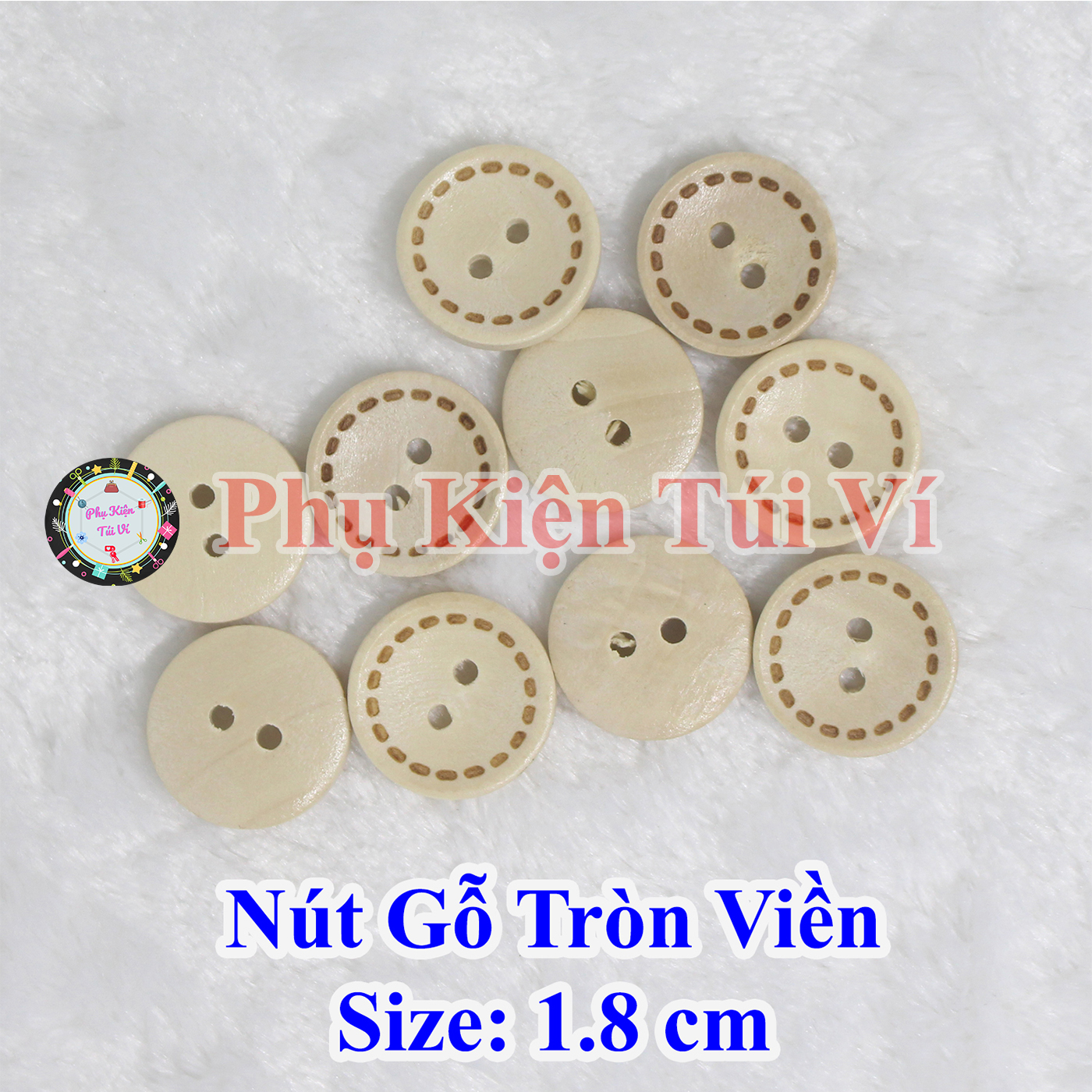 Nút gỗ tròn viền nâu kem (10 cái)