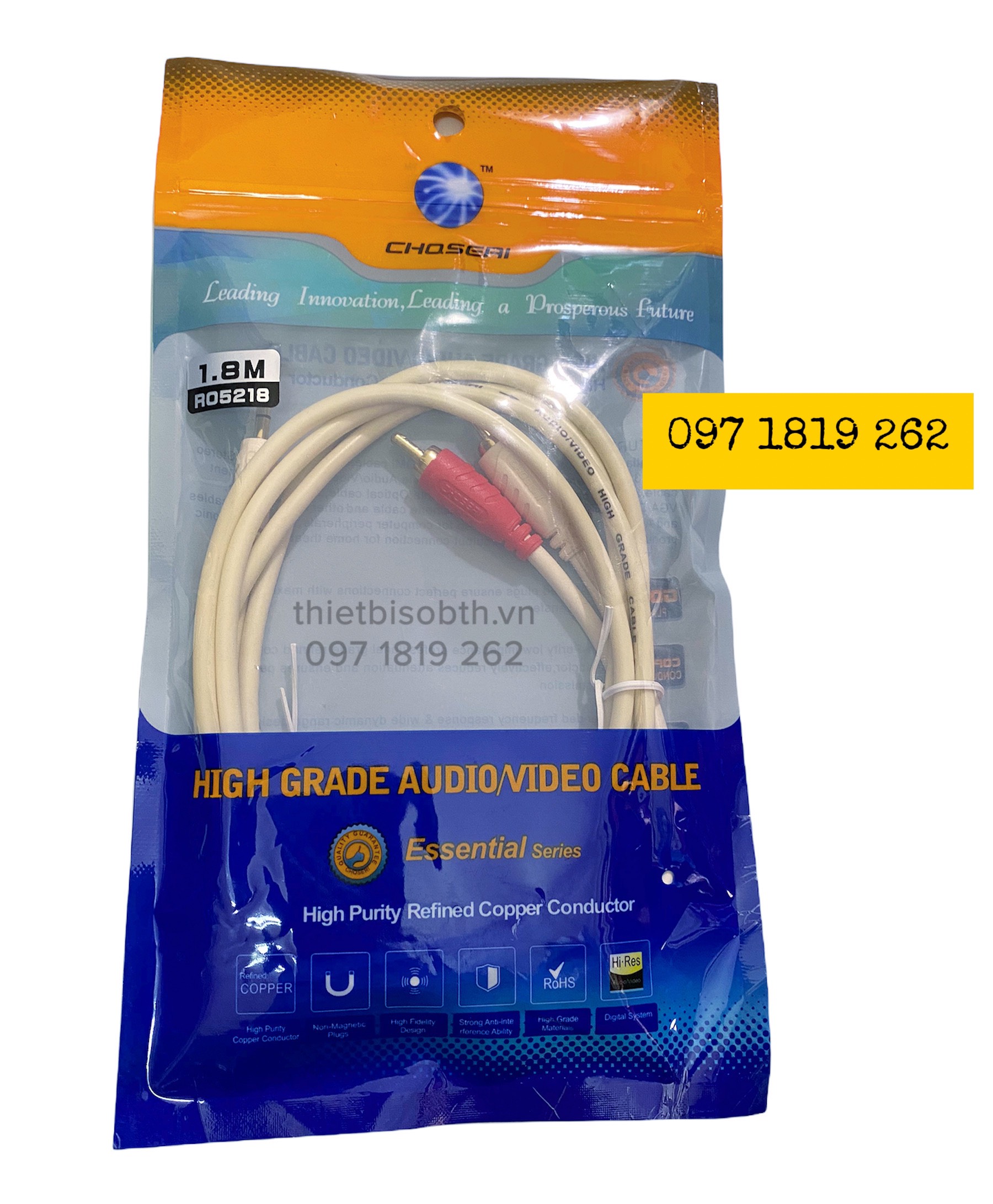 Dây AV Choseal 1 RA 2 dài 1.8m - Dây Audio AV