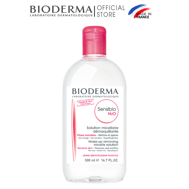 Dung dịch làm sạch và tẩy trang micellar cho da thường và da nhạy cảm Bioderma Sensibio H2O - 500ml cao cấp