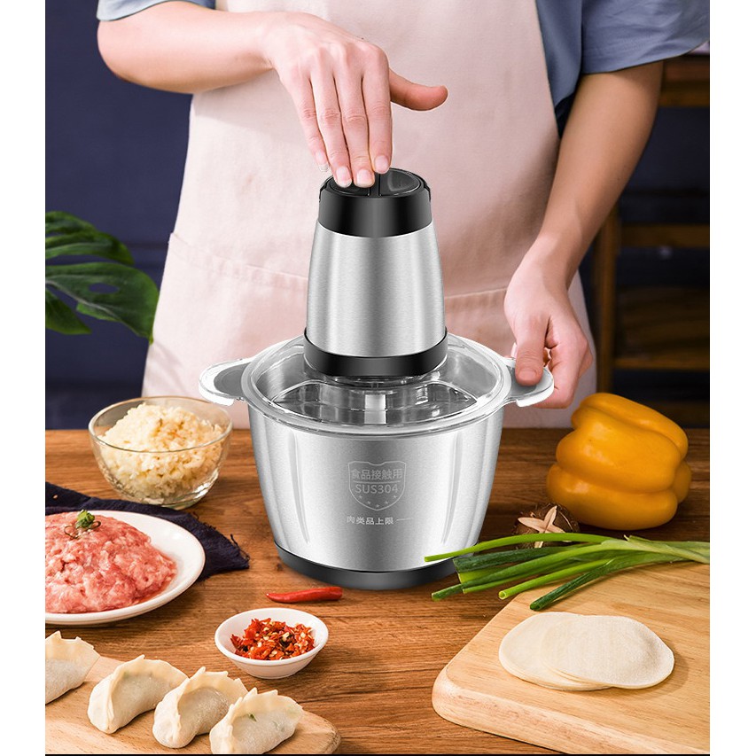 Máy xay thịt, máy xay cầm tay đa năng 2 lít công suất lớn cối inox 304 cao cấp, hoạt động linh hoạt, dễ dàng thao tác thân máy cối có thể tháo dời, dễ dàng vệ sinh