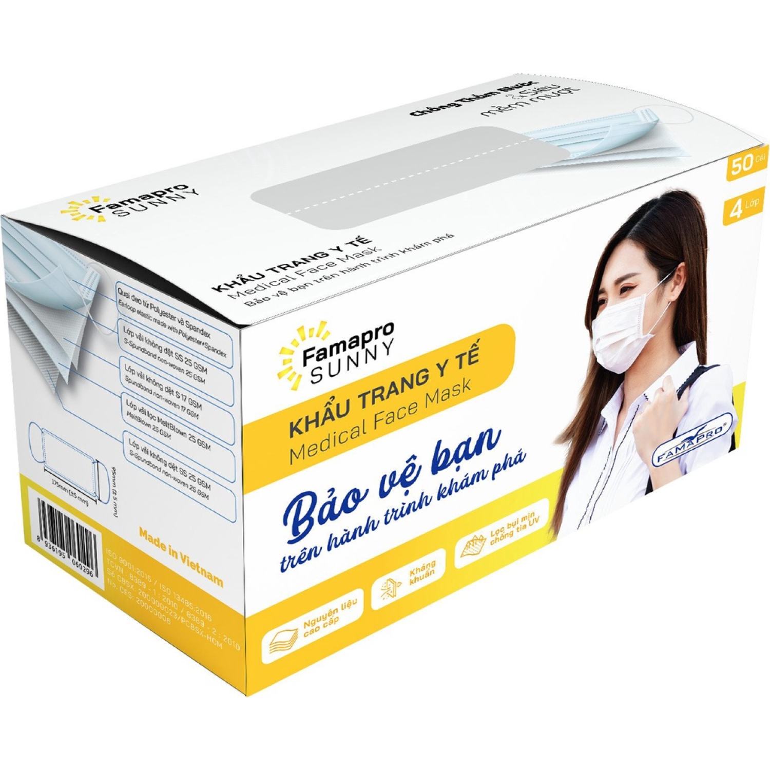 [Chính hãng] Khẩu trang y tế kháng khuẩn 4 lớp, N95 , 4D Famapro