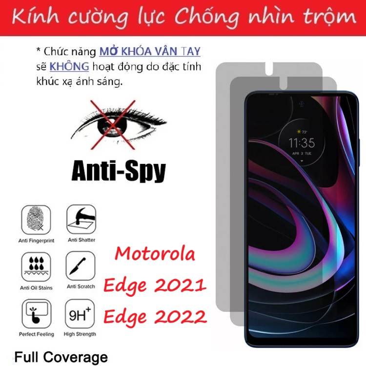 Cường lực Chống nhìn trộm Motorola Edge 2021 / Edge 2022 (Full Màn, Full Keo)
