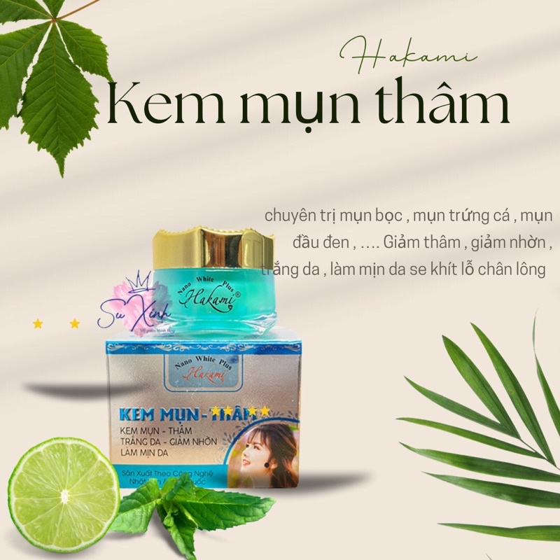 Kem Mụn Thâm Trắng Da Giảm Nhờn Làm Mịn Da HAKAMI Nanowhite Plus 15g