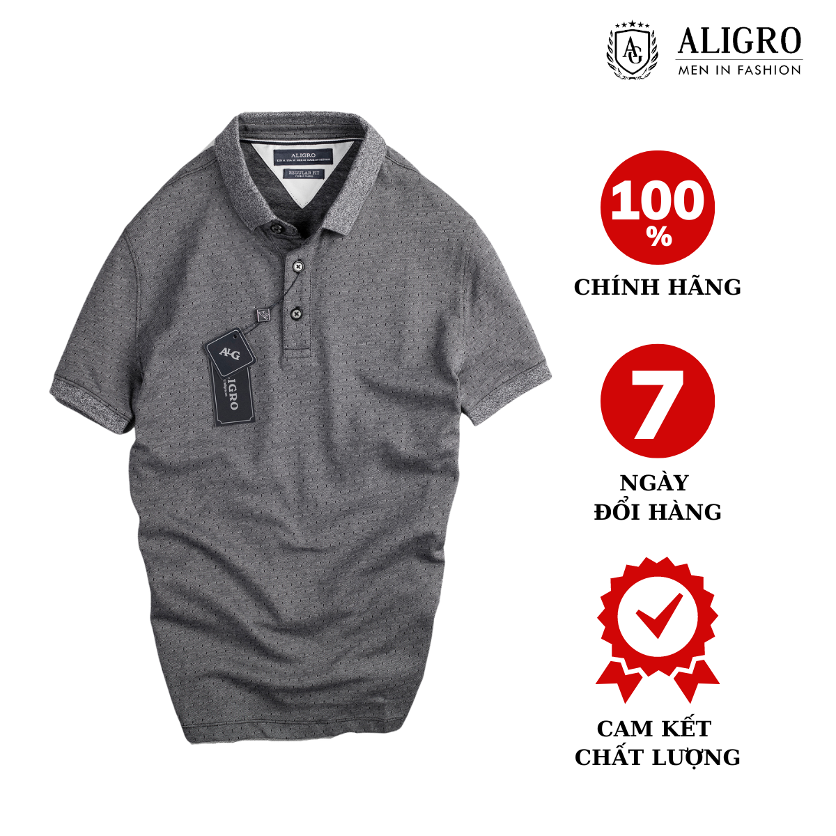 Áo polo nam ngắn tay ALIGRO chất liệu cotton hoạ tiết nhí đơn giản sang trọng ALGPLO4A4M