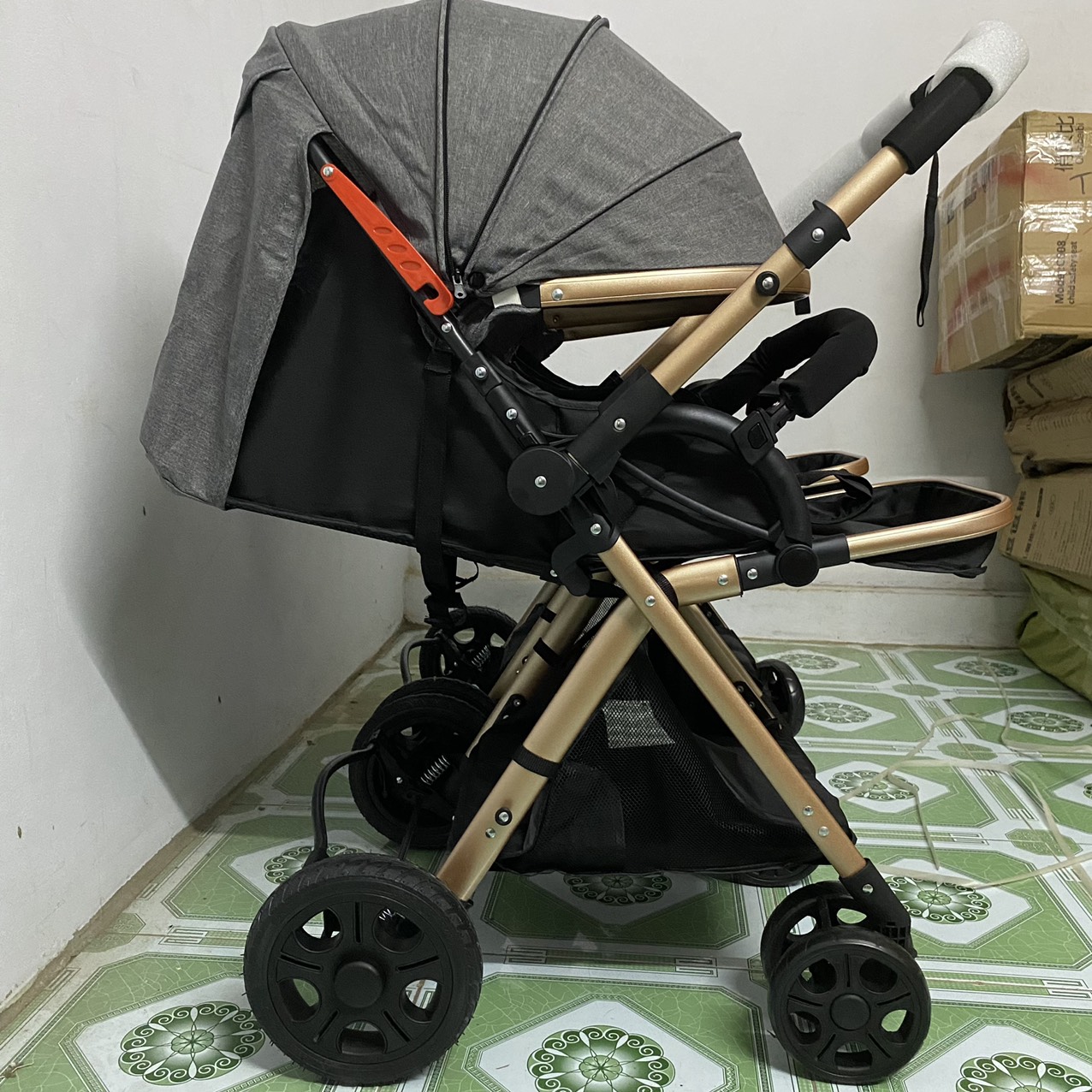 Xe đẩy đôi cao cấp 2 chiều gấp gọn siêu đẹp cho bé