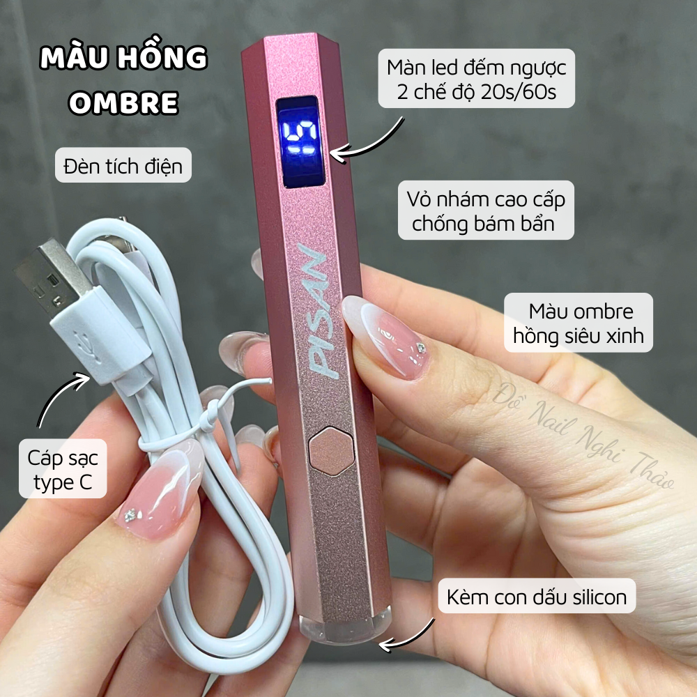 Đèn hơ móng mini cầm tay PISAN 3W Nghi Thảo