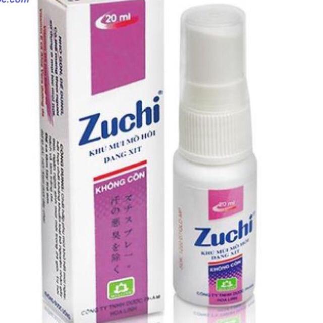 Xịt nách Zuchi 20ml -( tím + xanh lá+ đỏ).