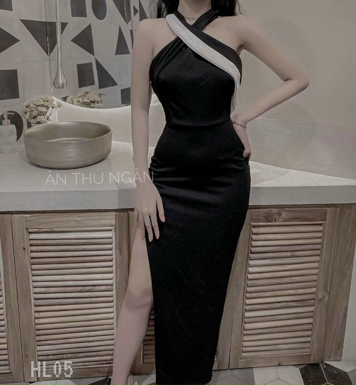 Đầm hở lưng xẻ tà-TH ZU HC#damnu