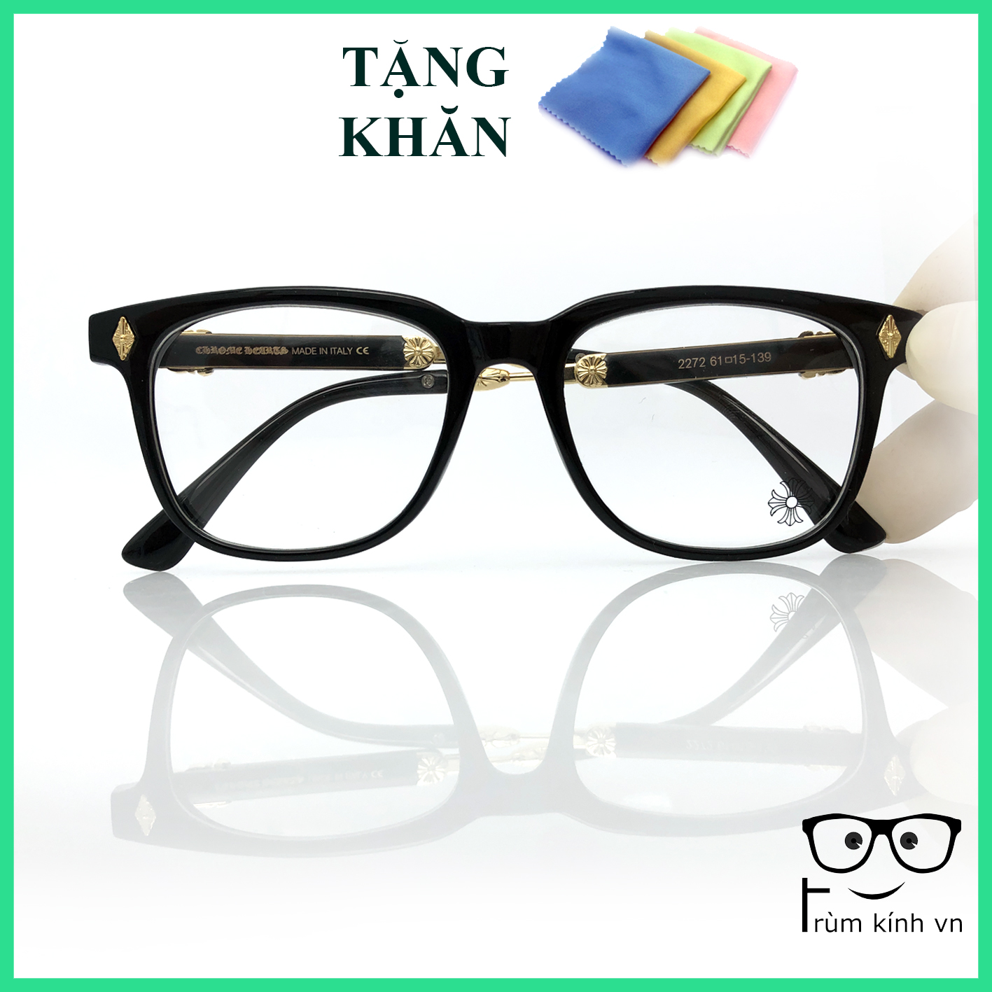 KÍNH CHROME HEART THỜI TRANG CAO CẤP ITALY [ GỌNG VÀNG]