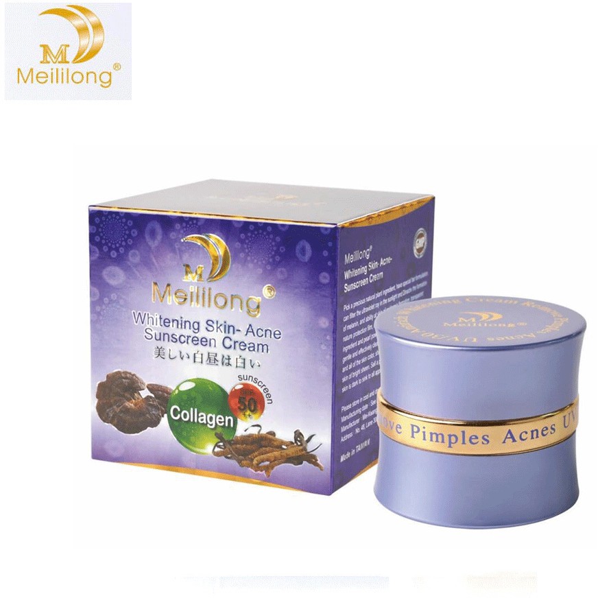 Kem dưỡng trắng da Đông Trùng Hạ Thảo Collagen - Meililong Whitening Skin Acne Sunscreen Cream 20g