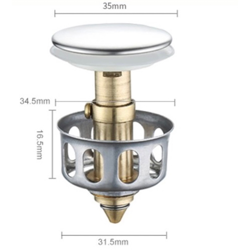 Nút nhấn bộ xả lavabo, Ty xả nhấn chặn tóc chặn rác chậu rửa mặt