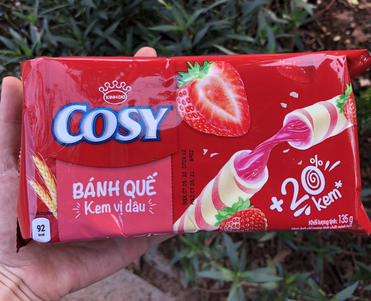 Bánh Quế Cosy Đủ Vị 135g (socola, lá dứa, dâu, cam)