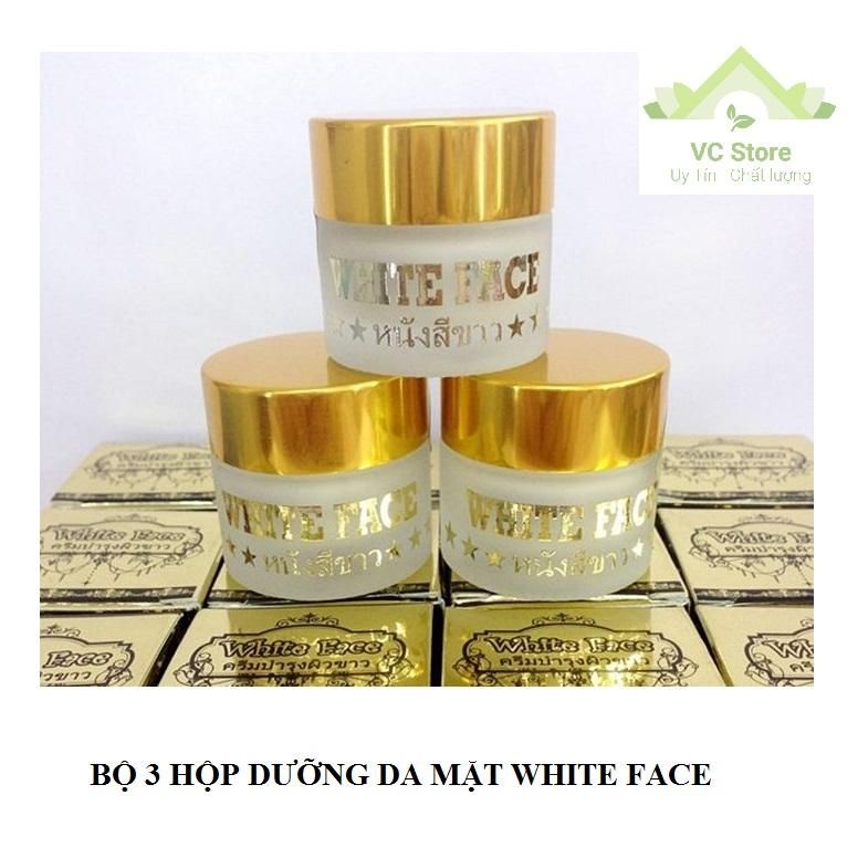 Bộ 3 Hộp Kem Trắng Da Mặt White Face Thái Lan - Mẫu mới