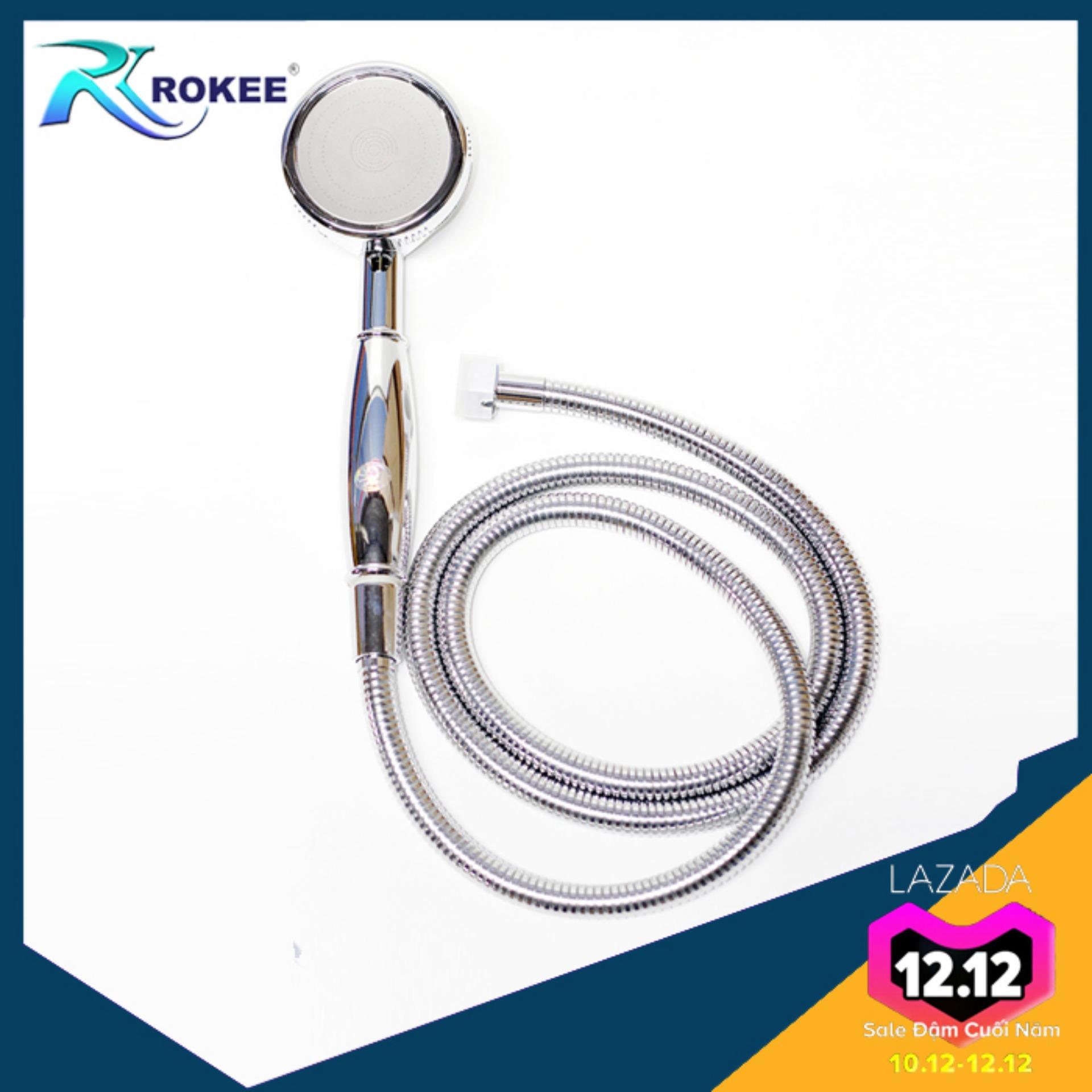 Bộ tay sen tắm tăng áp Rokee - DL028 (Trắng bạc)