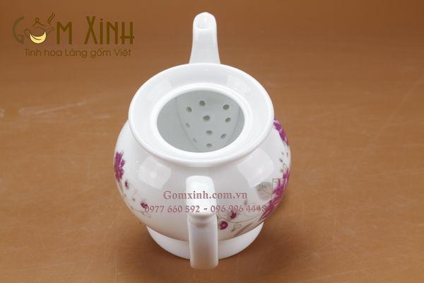 Bộ ấm trà Bát Tràng Phú Quý hoa tím