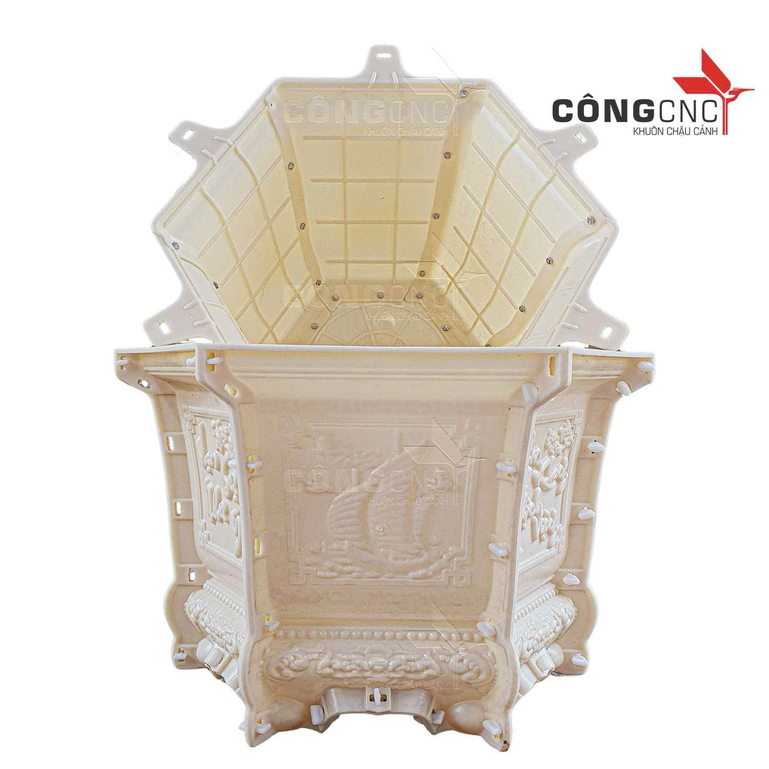 Khuôn Đúc Chậu Lục Giác 60 Chân Liền