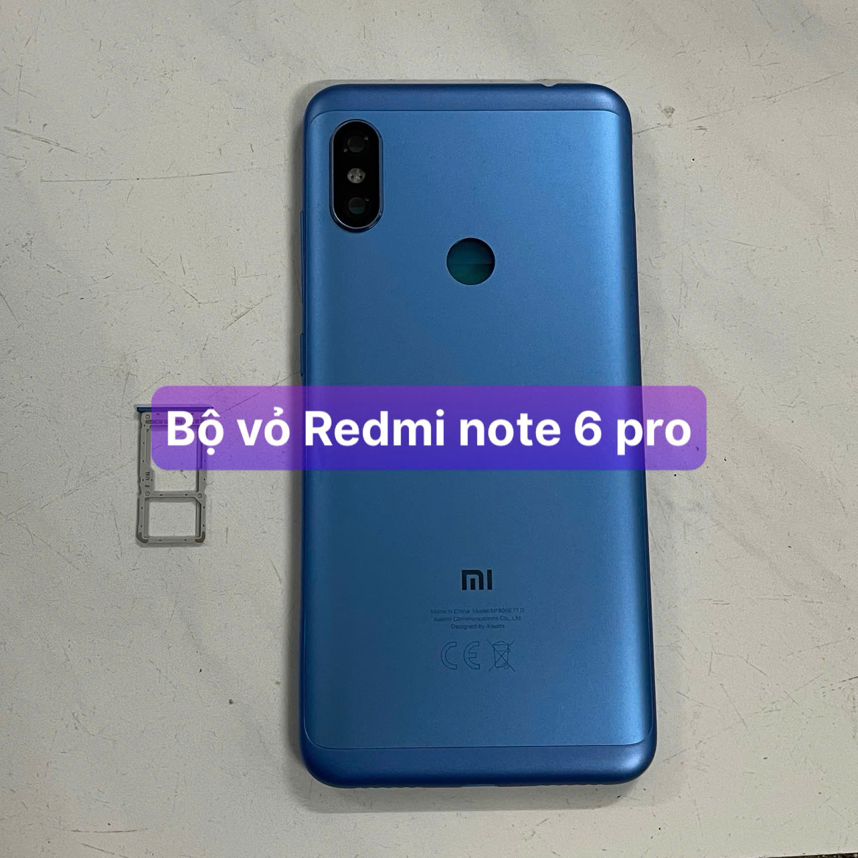 bộ vỏ xiaomi Redmi note 6 pro (zin) kèm khay sim