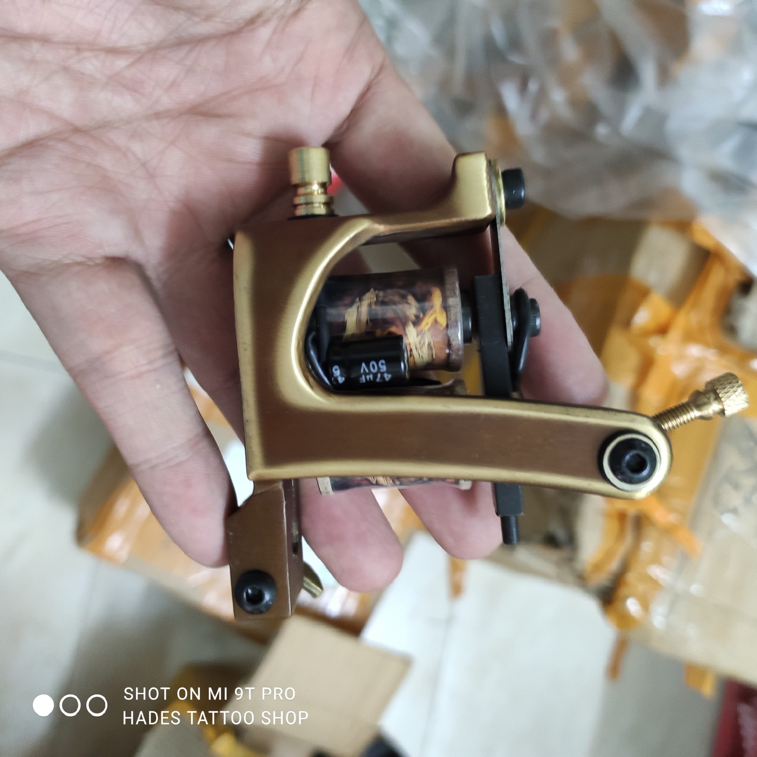 Máy xăm đi nét khung đồng nguyên khối