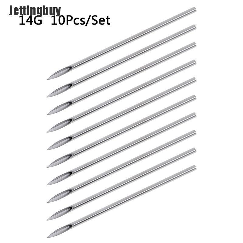 Jettingbuy 10Pcs Disposable Sterile Body Piercing Needles Tattoo Piercing Needles Kit Tool