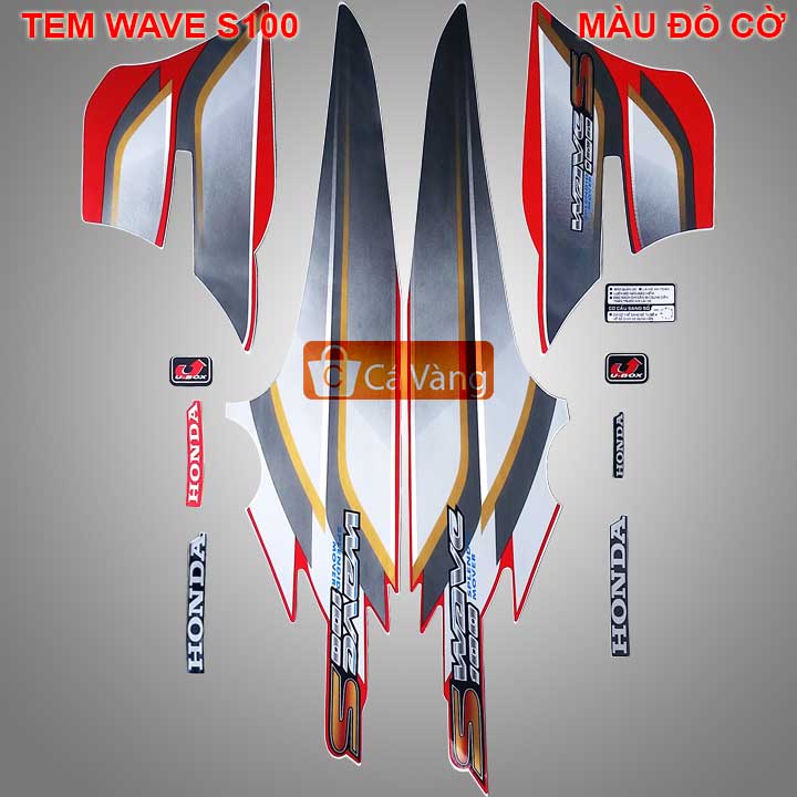 [HCM]Tem xe máy Wave S100  - MÀU ĐỞ CỜ chất lượng