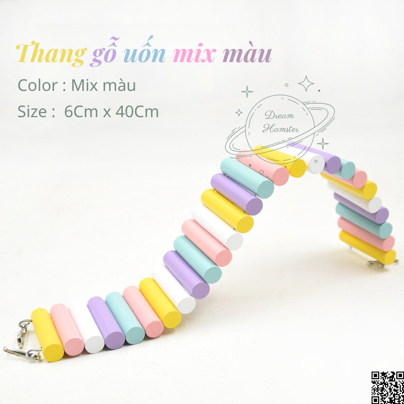 Thang gỗ uốn nhiều màu cho hamster
