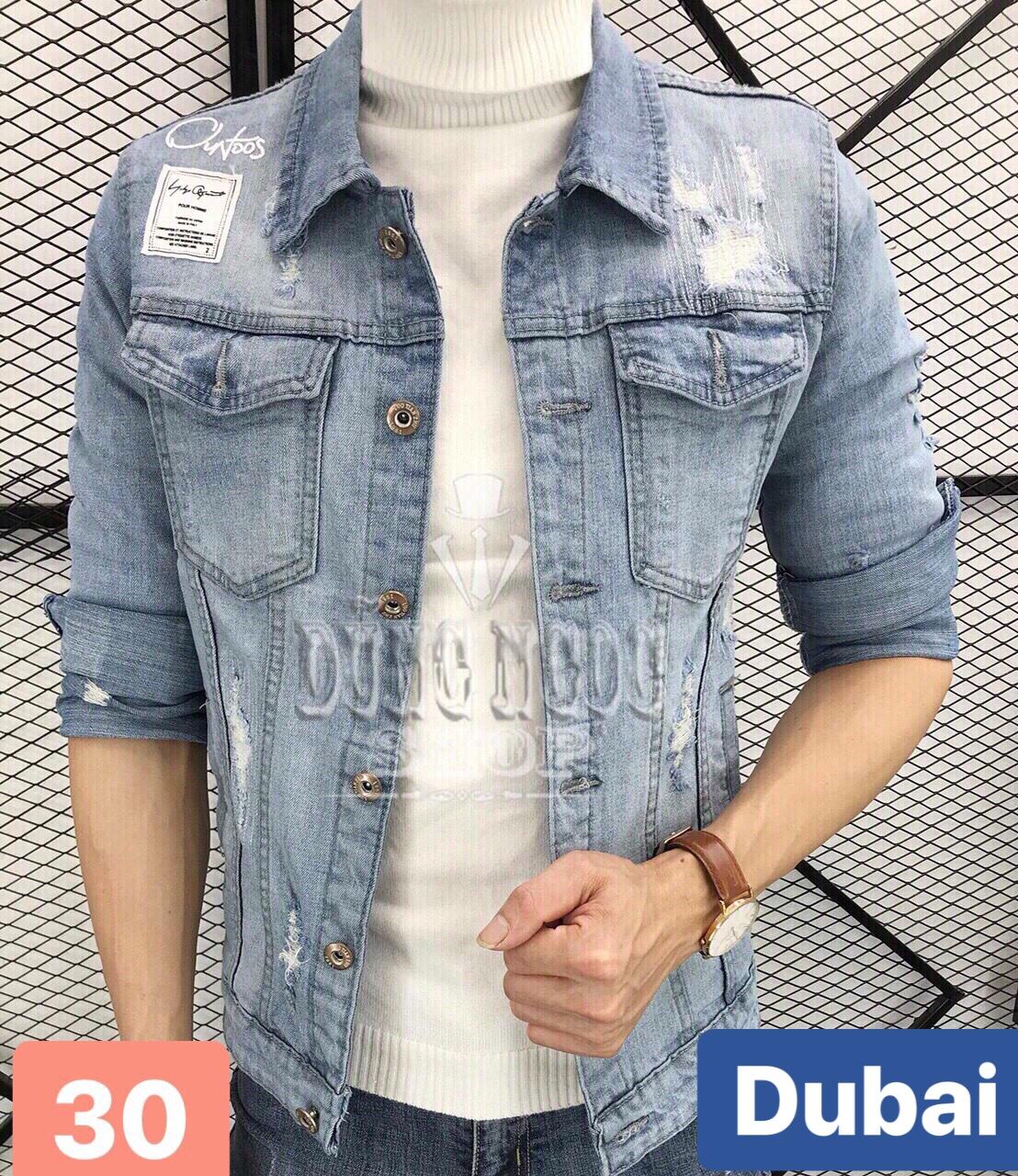 ÁO KHOÁC JEAN NAM CHẤT BÒ RÁCH VAI KIỂU HÀN QUỐC D-30 - DUBAI FASHION