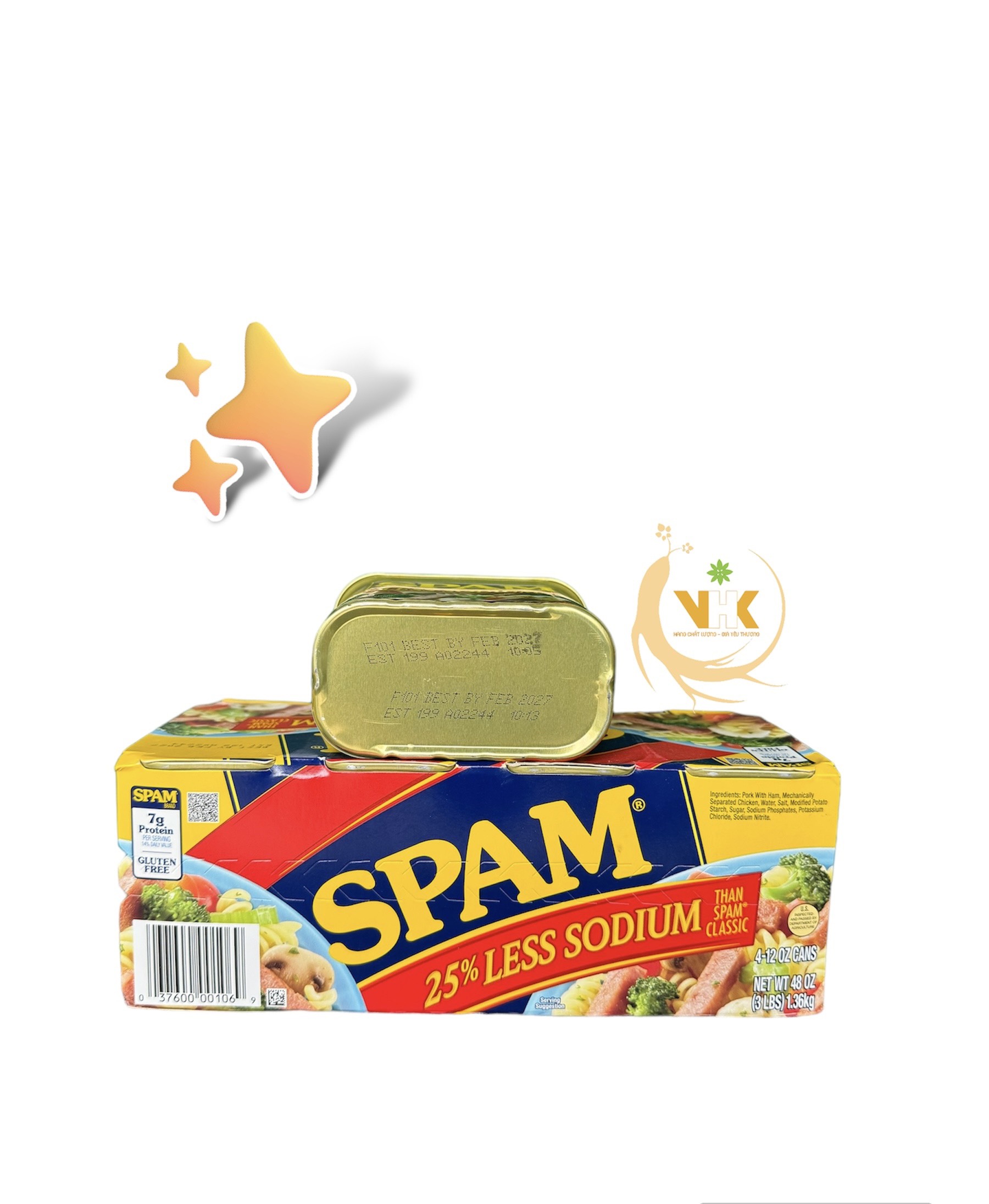 THỊT HỘP SPAM MỸ 340GR ( GIẢM 25% NATRI) DATE 2027