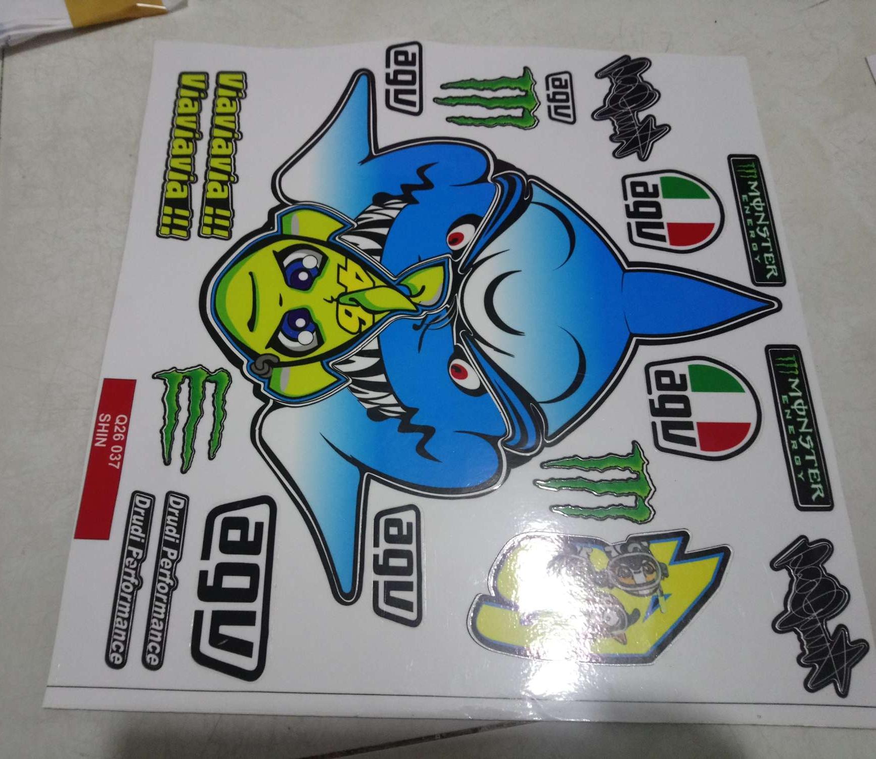 tem dán nón 3/4 cá mập xanh có logo