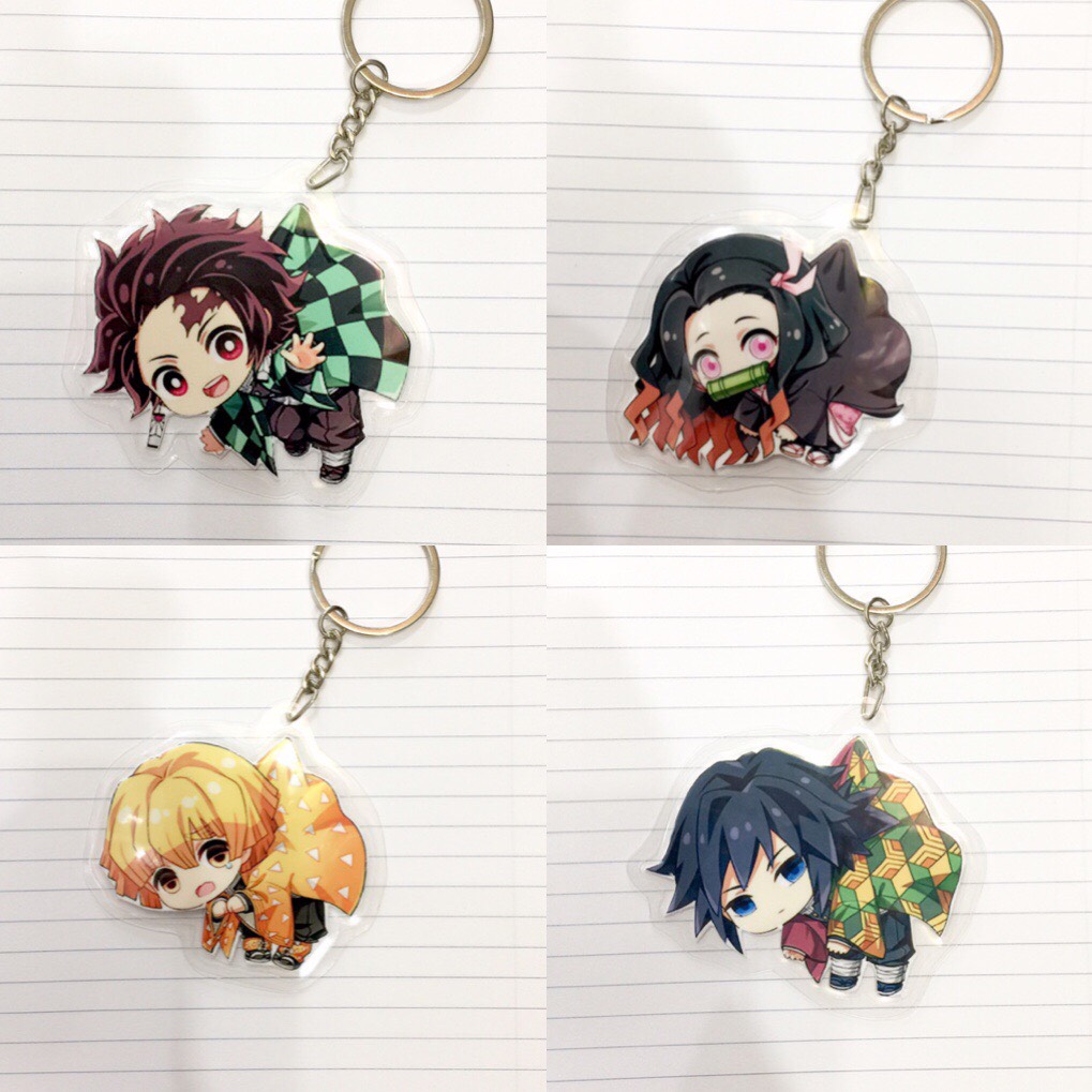 Bộ móc khóa kimetsu no yaiba thanh gươm diệt quỷ 4 móc