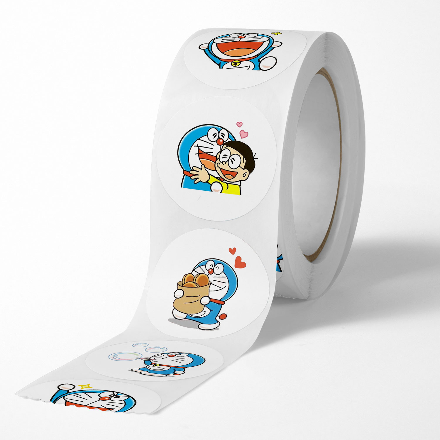 Cuộn 500 tem Sticker Mèo Máy Xanh dễ thương cho bé - 2.5cm