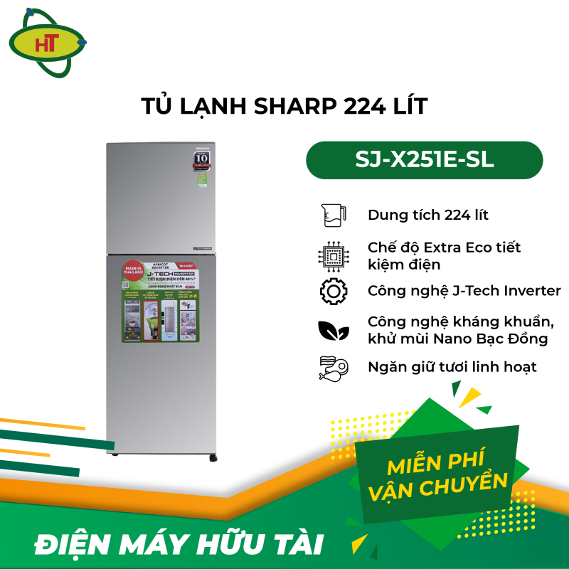 Tủ lạnh Sharp 224 L SJ-X251E-SL