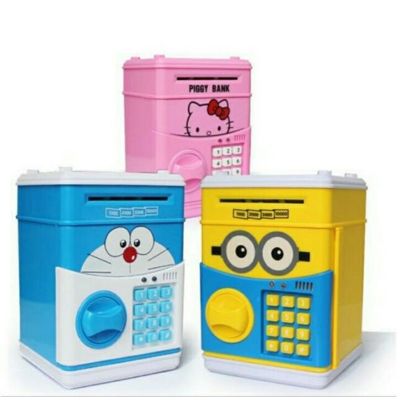 Két sắt mini thông minh mở bằng mật mã cho bé, ống heo đựng tiết kiệm cho bé yêu nhân vật hoạt hình, ket sat mini