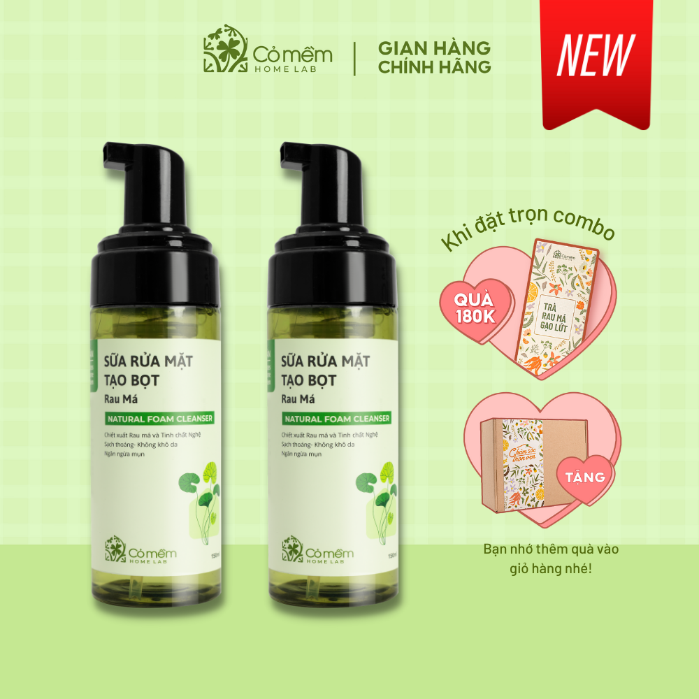 Bộ Đôi Sữa Rửa Mặt Sạch Sâu Rau Má Ngừa Mụn Dành Cho Da Dầu Mụn Nhạy Cảm