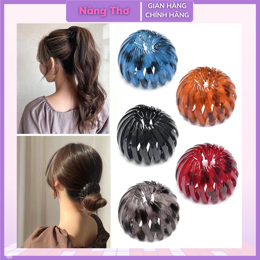 Búi chụp tóc nhựa trong co giãn đa năng