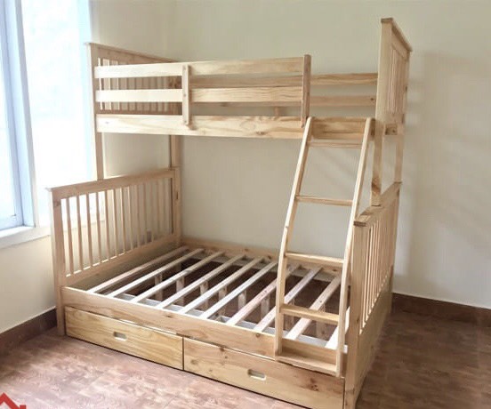 Giường tầng k.bed gỗ tư nhiên - tầng dưới rộng 1m4 - tầng trên rộng 1m