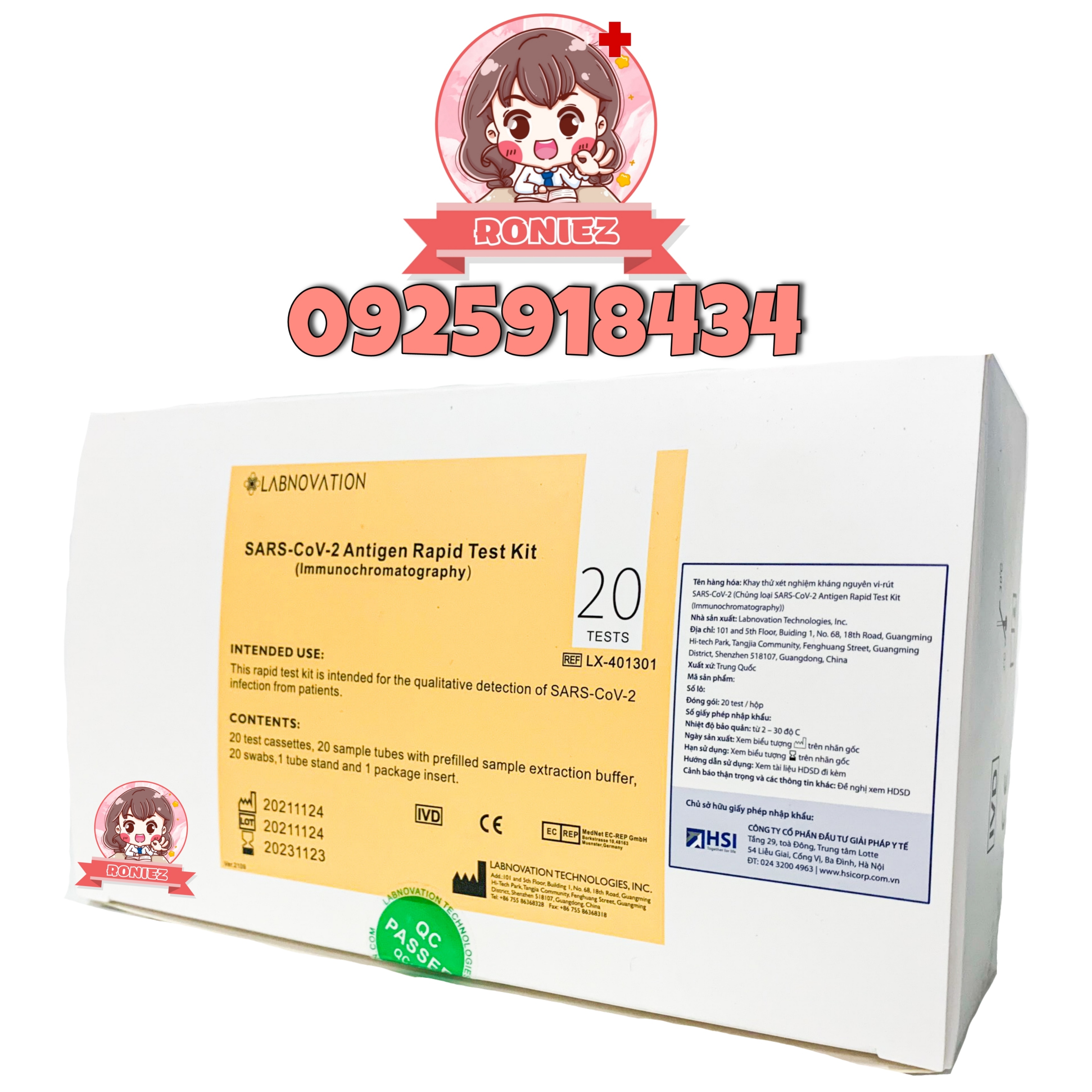 Combo 10 bộ kit test nhanh covid 19 LABNOVATION công nghệ đức