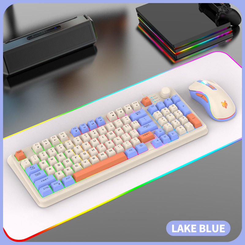 Bàn phím chơi game có dây XUNFOX ba màu phát sáng, chống trượt, cảm giác cơ học, phụ kiện máy tính để bàn độc quyền từ nhà sản xuất