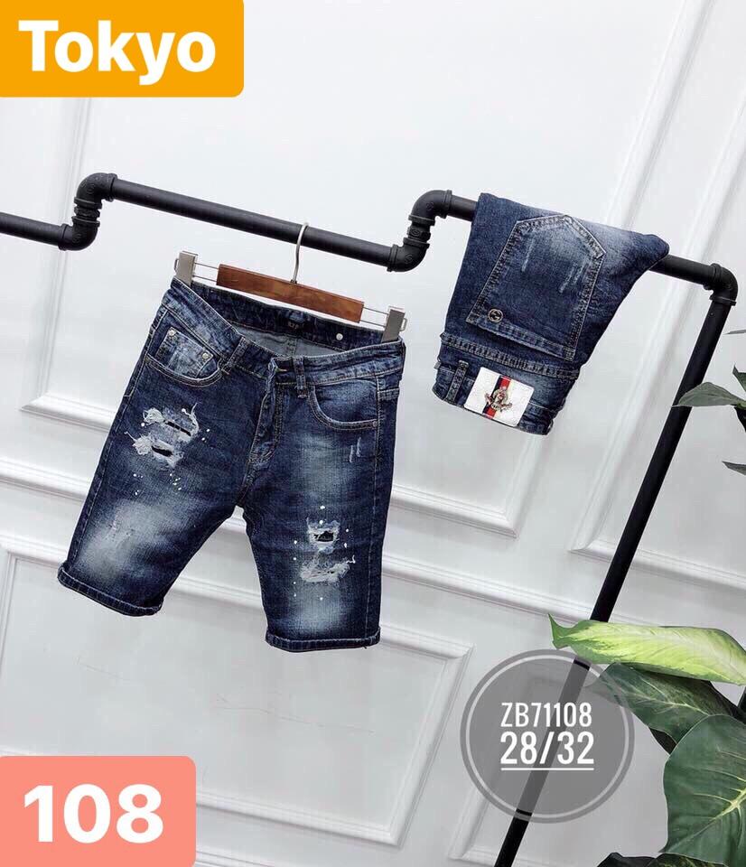 QUẦN SỌT SHORT LỬNG JEAN NAM CHẤT BÒ XANH LỬNG WASH CHẤM SƠN KANSAI TK- 108 TOKYO FASHION