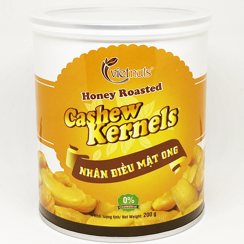 Vietnuts - Hạt điều mật ong hộp 200g - chất lượng xuất khẩu - Quà tặng hạt dinh dưỡng cao cấp - 0% cholesterol