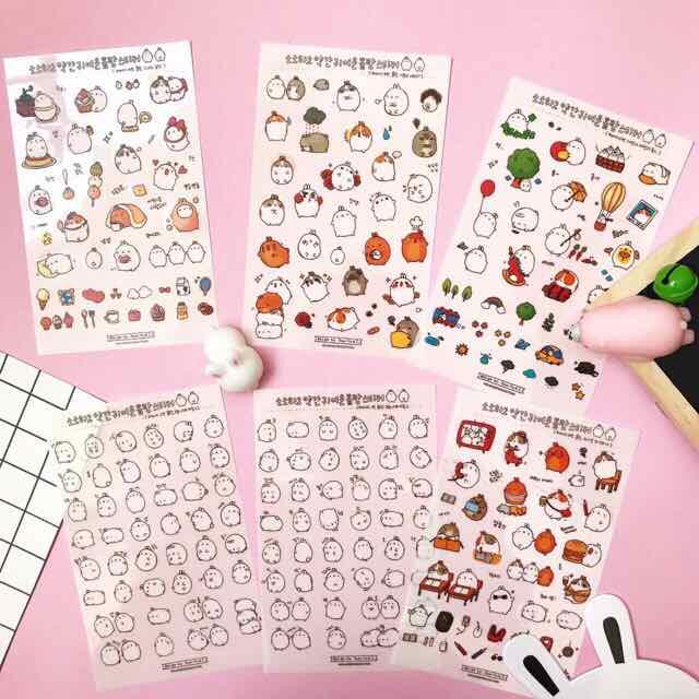 Bộ 6 tấm sticker mèo ú - a004