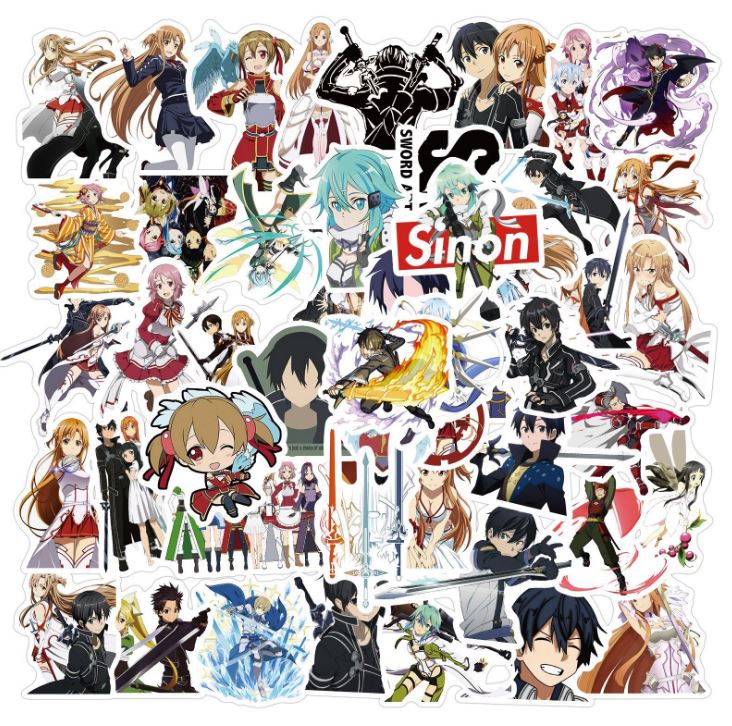 Sticker Sword Art Online nhựa PVC không thấm nước, dán nón bảo hiểm, laptop, điện thoại, Vali, xe, Cực COOL #168