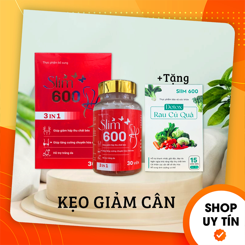 Kẹo giảm cân slim 600 3in1 tặng kèm detox rau củ
